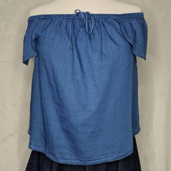 NWT Madewell Chambray Off Shoulder Top Bellamy - Picture 5 of 8